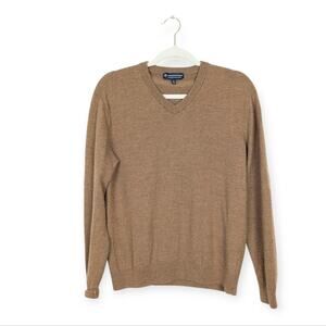 Hart Schaffner Marx Tan Extra Fine Merino Wool V-Neck Sweater Size M